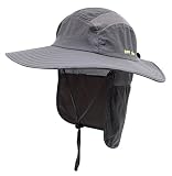 Home Prefer Mens UPF 50+ Sun Protection Cap Wide Brim Fishing Hat with Neck Flap
