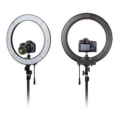 Neato Tek 18 inch Photo Video Bi-Color LED Selfie Ring Beauty Light Stand, LED Dimmable & Color Temperature Adjustable Makeup Circle Lighting Kit