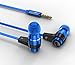 Sentey Black/Blue Earbuds Earphones in Ear Headphones Headset Metal Audiophile for Music Running Travel Carrying Case Included Tangle Free Cable Oryon LS-4217 Inline Control Microphone Kids Men Girls