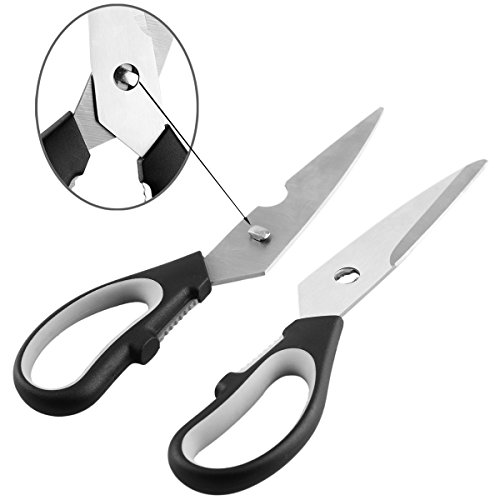 Kitchen Scissors Black, Ultra Sharp Multi-functional Kitchen Shears Come Apart Heavy Duty Non-slip Handle Shears for Cutting Meat, Poultry, Fish, Vegetable (Black) - Thumbnail 3