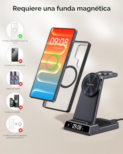 Magnetic Charger for Samsung S26 Ultra, 3 in 1 Wireless Charging Station for Galaxy S25/S24/S23/Z Fold/Z Flip, for Galaxy Watch 8/8 Classic/Ultra/7/6/5, Galaxy Buds 3 Pro/3 (No Adapter)