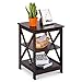 Giantex 3-Tier Nightstand, Modern X-Design Side Table with Storage Shelf, Bedside Tables with Versatile Shelf, Wooden End Table for Living Room, Bedroom, Easy Assembly, Espresso