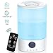 JBTOR Cool Mist Humidifier, 3L Ultrasonic Air Humidifier Essential Oil Diffuser for Large Bedroom, Home Baby with Remote Control, 7 Color Mood Lights, Adjustable Mist Output, Auto Shut Off