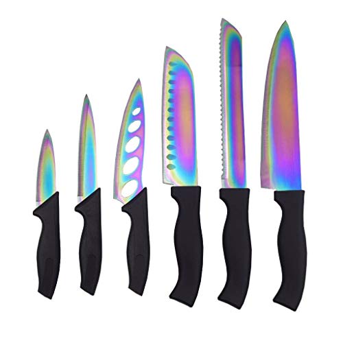 Lightahead 7pcs Premium Rainbow Colored Knife Set, 6 Stainless Steel