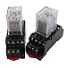 mxuteuk 2pcs HH54P DC 12V Coil 14 Pin 3A 4PDT LED Indicator Electromagnetic Power Relay, with Base, with DIN Rail Slotted Aluminum