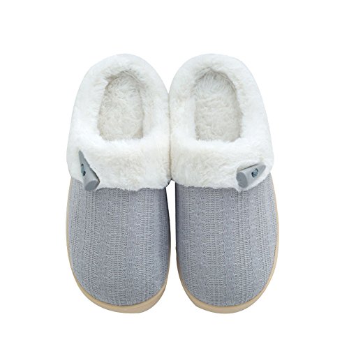 NineCiFunWomen's Slip on Fuzzy House Slippers Memory Foam Slippers Scuff Outdoor Indoor Warm Plush Bedroom Shoes with Faux Fur Lining