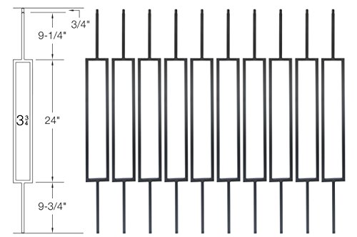 T81 - Iron Balusters - Single Rectangle - Hollow - 44 in X 1/2 in Square - Box of 10 (Satin Black)
