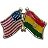 USA and Bolivia Flag Die-struck Metal Friendship Lapel Pin with Butterfly Clasp Closure