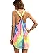 Romwe Women's Sleeveless V Neck Tie Dye Tunic Tops Casual Swing Tee Shirt Dress