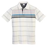 Gioberti Mens Modern Fit Striped Short Sleeve Polo Shirt, White, Medium