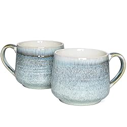 Bosmarlin Large Ceramic Wide Coffee Latte Mug Set
