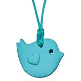 Sensory Oral Motor Aide Chewelry Necklace - Chewy Jewelry for Sensory-Focused Kids with Autism or Special Needs - Calms Kids and Reduces Biting/Chewing – Little Bird (Aqua)