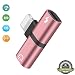 Hamdol Headphone Adapter for iPhone 11/X/XS/XS MAX/XR/8/8Plus/ 7/7 Plus Headset Adaptor Splitter Earphone Connector Convertor 2 in 1 Accessories Car Charger, Charge Fast Car Adapter,Rose-Gold