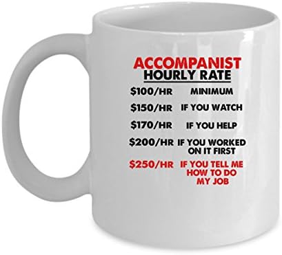 Funny ACCOMPANIST Jobs Mugs - ACCOMPANIST Hourly Rate Best Sarcastic Mug Gift For Him,Her, Adult.. On Thanks Giving, Christmas Day, White 11Oz Coffee Mugs