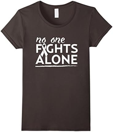 Women's No One Fights Alone Beat Lung Cancer Pride Awareness T-Shirt Medium Asphalt