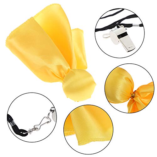 Xgood 6 Pieces Penalty Flag Football Tossing Flag Yellow Penalty Sports Fan Set Tossing Flag Referee Penalty Flag Accessory with 1 Piece Referee Whistle for Sports Games Competitions