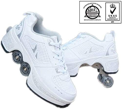 2-in-1 Multi-Purpose Roller Skates 4 Wheel Adjustable Quad Roller Boots, Suitable for Skating, Party, Adult Children's