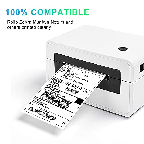 4x6 Thermal Shipping Labels - (1 Stack of 250) Blank Mailing tag Permanent Adhesive Fanfold Labels Compatible for Rollo Zebra Fargo Elton Munbyn Netum Nex Sato or Other Direct Thermal Printer