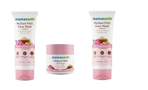 Mama.earth Multani Mitti Face Wash 100 ml and face pack 100 gram with ...