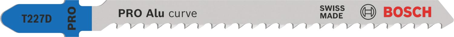 Bosch 5x PRO Aluminium curve T227D Jigsaw Blade (for Aluminium, Non-ferrous metals, Length 100 mm, Professional Accessory Jigsaw)