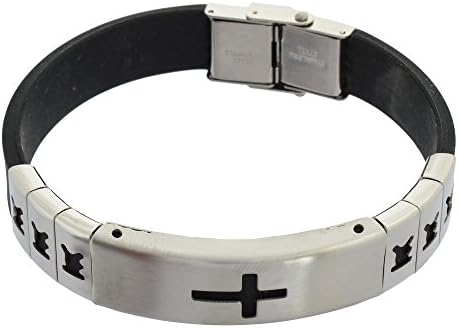 Black Stainless Steel Cross Design Fashion Bracelet for Men Boys Daily Stylish Fashion Jewellery for Men/Boys/