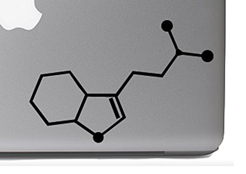 DMT - Dimethyltryptamine - Chemical Compound Skeletal Formula - 6" Black Vinyl Decal for Macbooks and Cars
