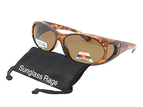 Style F3 Small Fashion Fit Over With Rhinestones With Sunglass Rage Pouch (Lite Tortoise Frame-Brown Lenses)