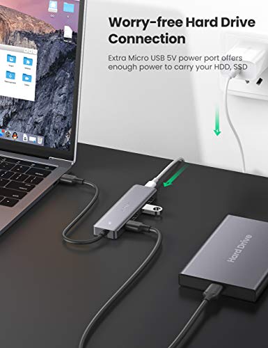 UGREEN Ultra Slim 4 Port USB 3 Hub with 5Gbps Data Transfer, 5V/2.4A Power Supply Multiple Port Extension Hub for Laptop, PC, MacBook, iMac, Xbox, PS4/PS5, Hard Drive and More Visit the UGREEN Store - Image 5