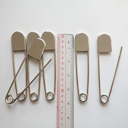 Large Safety Pins, 5 Inch Jumbo Safety Pins, Heavy Duty Stainless Steel