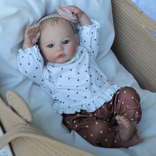 KSBD Reborn Baby Dolls - 18 Inch Realistic Baby Doll Girl, Real Life Baby Dolls with Cute Soft Vinyl Body, Real Baby Doll Newborn Lifelike Baby Gift with Accessories for 3+ Years Old Kids