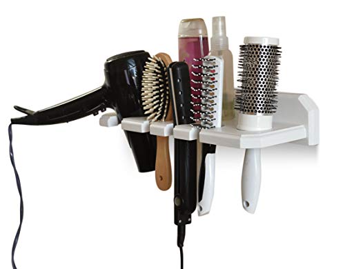 Teslyar Wall Mount Hair Dryer Hanging Rack Organizer Bathroom Hair Care Styling Tool Organizer Storage Flat Irons Curling Wands Hair Straighteners Hardware Included
