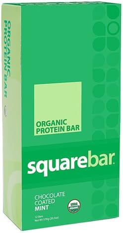 Squarebar Organic Protein Bar Chocolate Coated Mint -- 12 Bars - 2pc