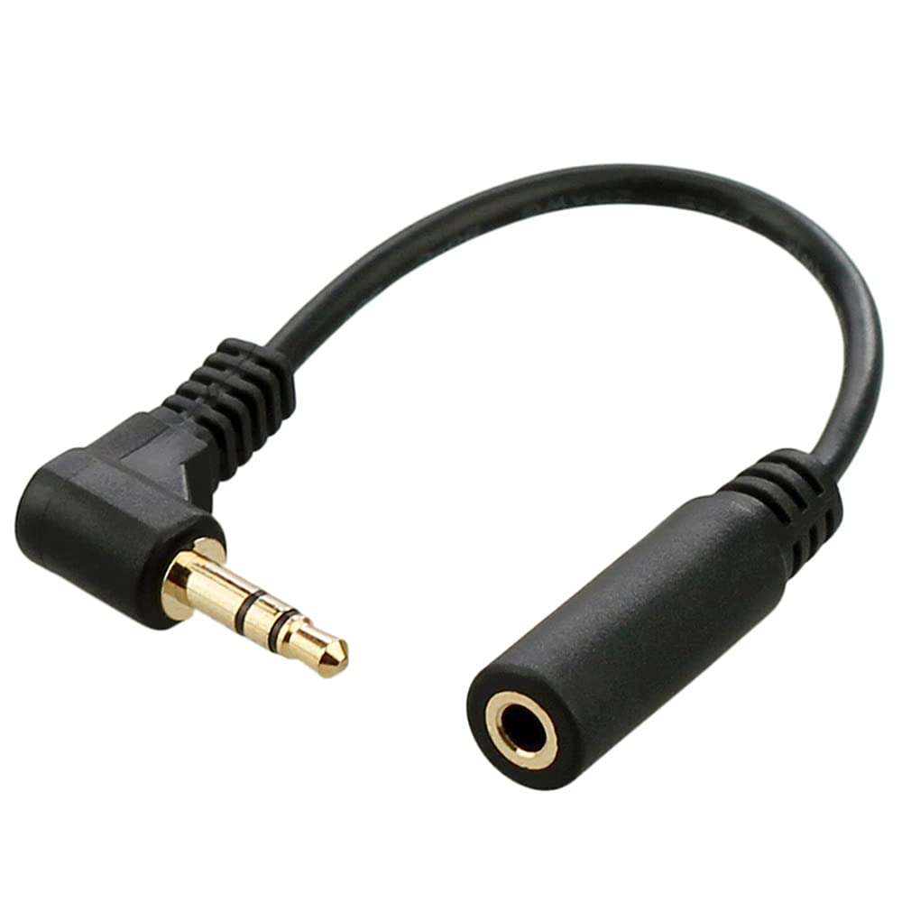 HDMIHOME 90 Degree Right Angled 3.5mm 3poles Audio Stereo Male to Female Extension Cable 10cm Black