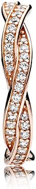Timeless Anello intrecciato in oro rosa 14 carati con zirconi cubici trasparenti, 58