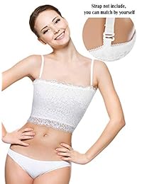 3 piezas de encaje Cami sin tirantes Bandeau Floral Lace Tube Top elástico Tank Camisole Sujetador