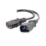 C2G 03141 18 AWG Computer Power Extension Cord - IEC320C14 to IEC320C13, TAA Compliant, Black (6 Feet, 1.82 Meters)