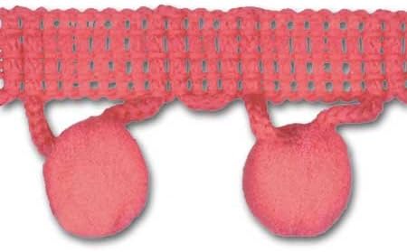 Strawberry 1-1/4" Ball Fringe with 1/2" Pom Pom 18 Yards