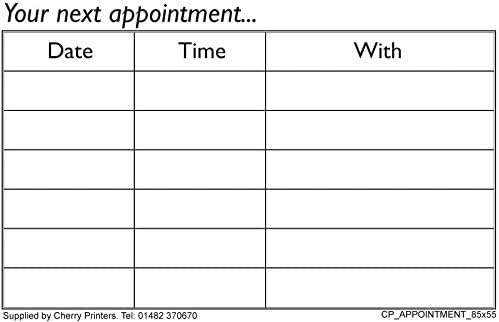 Cherry Appointment Cards x 150-350gsm - 85mm x 55mm in Box, Black