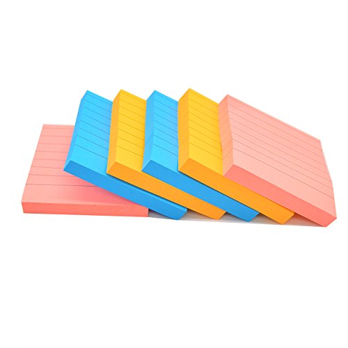 Sticky Notes with Lines 3 inch X 3 inch Assorted Bright Color Lined Self-Stick Notes,100Sheet/Pad 6 Pads/Pack Easy Post Individual Package