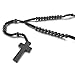 INBLUE Men,Women's Wood Pendant Necklace Black Cross Bead 24 Inch Rosary Chain