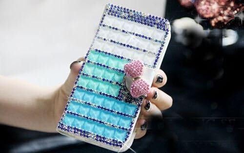 davided™Sparkling Bling Diamond Crystal Stand Wallet Leather Case Cover For Various Phones (Samsung Galaxy A9)