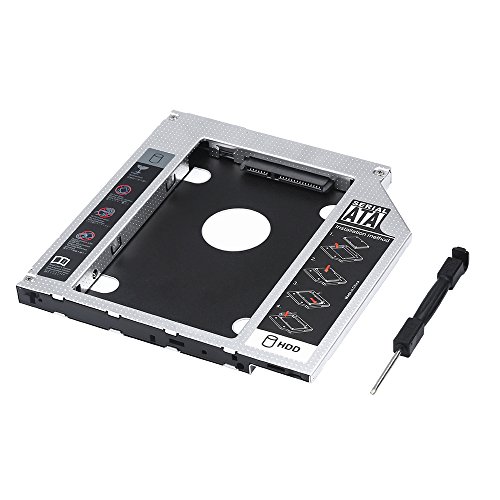 Onvian SATA 3nd Aluminum HDD Caddy Case Tray for 9.5mm Universal CD/DVD-ROM Optical Bay Drive Slot (for SSD and HDD) - Thumbnail 7