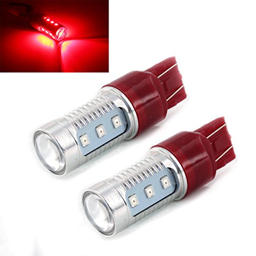 3157/7443/1157 Red Stop Brake 2835 Flash Strobe Rear Alert Safety 12-LED Light Bulbs (7443, Red)