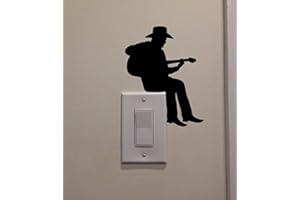 YINGKAI Cowboy Playing Guitar On Light Switch Decal Vinyl Wall Decal Sticker Art Living Room Carving Wall Decal Sticker for Kids Room Home Window Decoration