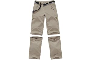 ASFIXIADO Boys Cargo Pants Kids' Hiking Quick Dry Lightweight Convertible Youth Waterproof Outdoor Camping Fishing Scout Pants