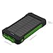 Foreverrise 10000mAh Solar Charger Dual USB Battery Pack Portable Phone Solar Power Bank Waterproof Battery Charger with LED Light and Carabiner with Compass Pack for Most USB Devices(Green)