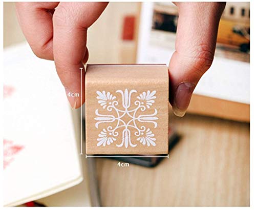 PHAETON 18PCS Floral Pattern Stamp, Lace Wooden Rubber Stamp for DIY Craft Card and Scrapbooking - Thumbnail 3