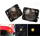u-Box Jeep JK Front Fender Side Maker Lights LED Light Clear Lens for 2007-2018 Jeep Wrangler,Amber Front Fender Flares Parking Turn Lamp Bulb Indicator Lens