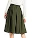 Yige Women's High Waisted A line Skirt Skater Pleated Full Midi Skirt Green US8