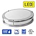 OSTWIN 12-inch Small size LED Ceiling Light Fixture Flush Mount, Dimmable, Round 15 Watt (75W Repl) 3000K Warm White, 1050 Lm, Nickel Finish with Acrylic shade UL and ENERGY STAR listed